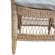Woven Brown Rattan High Curved Back Accent Armchair