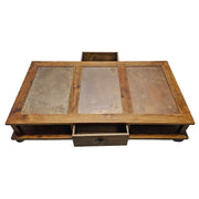 Heritage Solid Wood Multi Panel Low Profile Coffee Table with Drawer