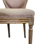 Refined Louis XVI Style Natural Wood Oval Back Upholstered Dining Chair