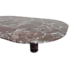 ROSSO LEVANTO Luxury Dark Reddish Brown Marble Oval Coffee Table