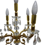 Ornate Crystal and Gold Five Light Candelabra Table Lamp