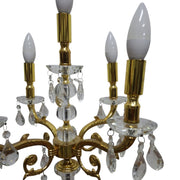 Ornate Crystal and Gold Five Light Candelabra Table Lamp