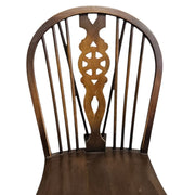 Antique English 19th Century Windsor Wheelback Solid Wood Dining Chair