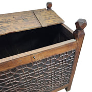Heritage Solid Wood Carved Jali Storage Trunk Chest