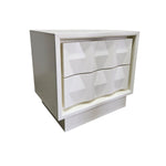 West Elm Mid-Century Style White Sculptural Geometric 2 Drawer Bedside Table