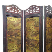 Chinoiserie Gold Leaf Carved Four-Panel Room Divider
