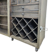 Artisan Rolling Wooden Steamer Trunk Bar Cabinet