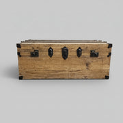 Rustic Style Natural Timber Cleated Top Steamer Trunk