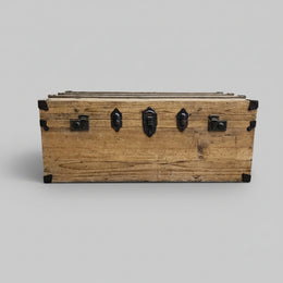 Rustic Style Natural Timber Cleated Top Steamer Trunk