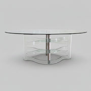Fiam Italy Retro Sculptural Curved Glass Oval Dining Table