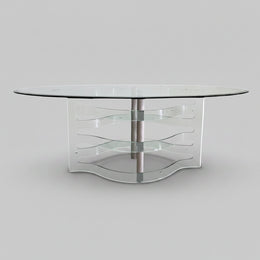 Fiam Italy Retro Sculptural Curved Glass Oval Dining Table