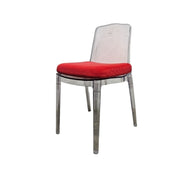 Vibrant Italian Clear Plexiglass Dining Chair with Red Cushion