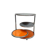 Funky Space Age Chrome and Orange Tiered Swivel Side Table