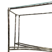 Marina Home Textured Bronze Finish Console Table with Glass Top