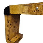 Art Deco Burl Wood Console with Bold Geometric Accents