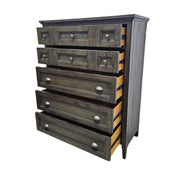 Rustic Slate Gray Tallboy Chest of Five Drawers