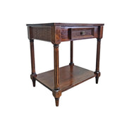 Vintage-Inspired Classic Wooden Side Table with Woven Drawer
