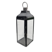 Industrial High Gloss Black Stainless Steel and Glass Box Lantern