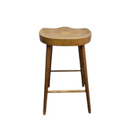 Rustic Carved Wood Saddle Seat Bar Stool