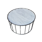 Elegant Round Marble and Iron Cage Coffee Table