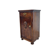 Stately Antique Style Carved Wood Pedestal Side Table Cabinet