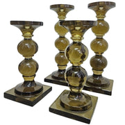 Artisan Smoke Glass Tiered Pillar Candle Stand