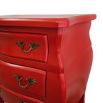 Vibrant Red French Provincial 3-Drawer Nightstand