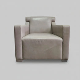 Contemporary Minimalist Grey Leather Armchair