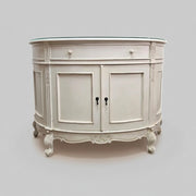 Stately Provincial Cream Carved Vanity Cabinet with Detachable Tri-Fold Mirror