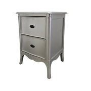Glamorous Silver Leaf French Provincial Bedside Table