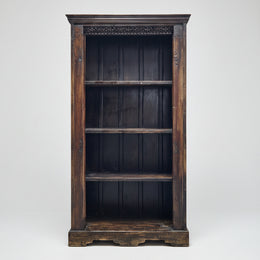 Vintage Indian Carved Solid Wood Bookcase
