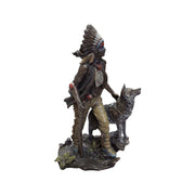 Tribal Warrior with Wolf Figurine