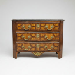 French-Style Inlaid Walnut Commode with Marble Top