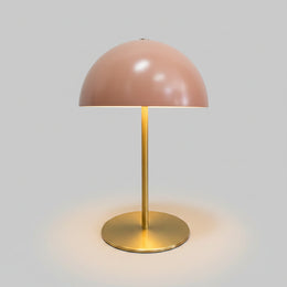 Scandinavian Style Blush Pink Dome Metal Desk Lamp with Brass Stem