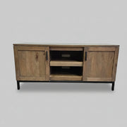 Crate & Barrel Wyatt Grey Mango Wood Media Console