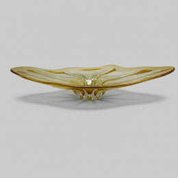 Artistic Amber Orange Hand Blown Glass Sculptural Centrepiece Tray