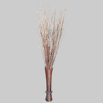 Sculptural Ribbed Brown Timber Tall Trumpet Floor Vase