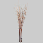 Sculptural Ribbed Brown Timber Tall Trumpet Floor Vase