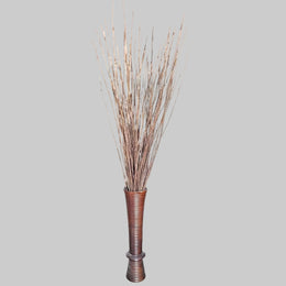 Sculptural Ribbed Brown Timber Tall Trumpet Floor Vase