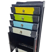 Playful Multicolour Hand Painted Wooden Tallboy Chest of Drawers
