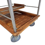 Mid-Century Modern Rolling Bar Cart with Slate Inlay