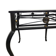 Neoclassical Style Wrought Iron Glass Top Side Table