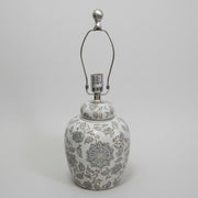 Pottery Barn Ornate Floral Ginger Jar Ceramic Lamp
