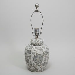 Pottery Barn Ornate Floral Ginger Jar Ceramic Lamp