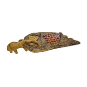 Tribal Inspired Hand Painted Wooden Elephant Serving Tray