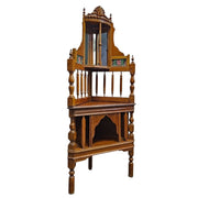 Exquisite Victorian Style Mirrored Carved Timber Corner Display Shelf