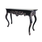 Upcycled Baroque Style Hand Carved Black Console Table