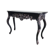 Upcycled Baroque Style Hand Carved Black Console Table