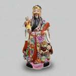 Vibrant Hand-Painted Chinese Famille Rose Fu Lu Shou Statue