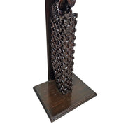 Sculptural Anglo-Indian Style Carved Jali Wood Table Lamp